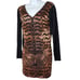 Miu Miu Tiger Face Animal Print Long Sleeve Back Faux Wrap Tunic Top Size Small