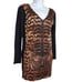 Miu Miu Tiger Face Animal Print Long Sleeve Back Faux Wrap Tunic Top Size Small