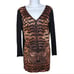 Miu Miu Tiger Face Animal Print Long Sleeve Back Faux Wrap Tunic Top Size Small