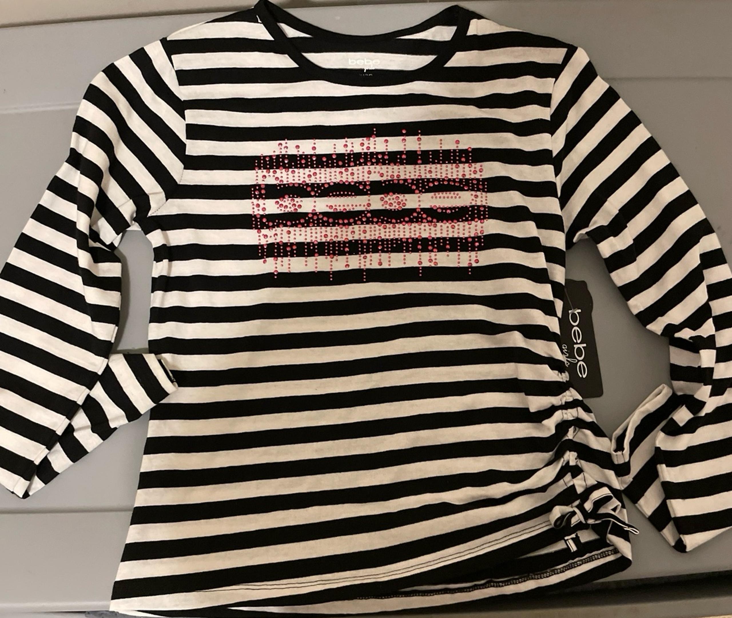 Bebe Black and white Sparkle girls 14/16 girls shirt