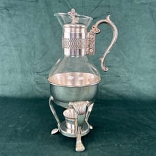 Vintage Glass and Silver Heated Teapot with Stand