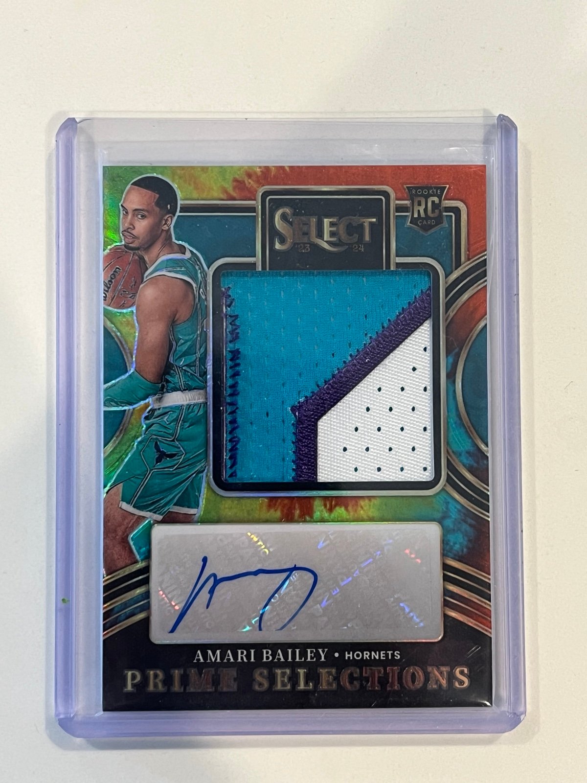 2023 Amari Bailey panini select RC Tie Dye Prime Selections Patch Auto /25 Horne