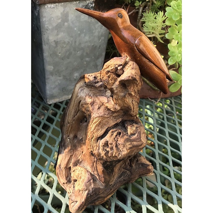Vtg OOAK Carved Wood Bird Statue MCM Art Driftwood Myrtle Wood Coastal Figurine