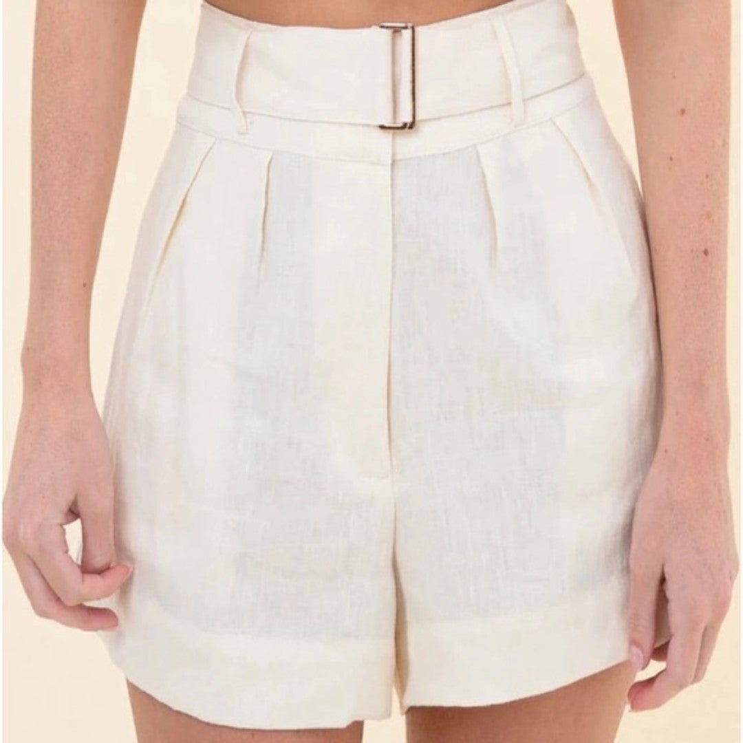 HEVRON 100% Linen Senna Shorts Ivory 4