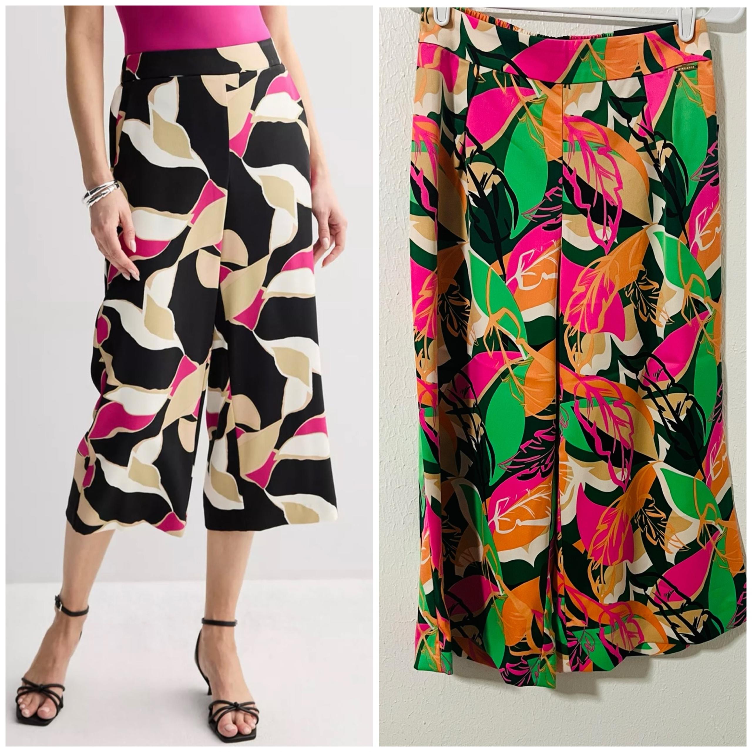 Nine West Women’s Cullote Small Green Chili Multicolor NWT Capri Pants Pull On