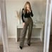 ZARA Blogger Favorite Brown Faux Leather High Rise Wide Leg Pants XL
