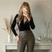 ZARA Blogger Favorite Brown Faux Leather High Rise Wide Leg Pants XL