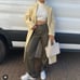ZARA Blogger Favorite Brown Faux Leather High Rise Wide Leg Pants XL