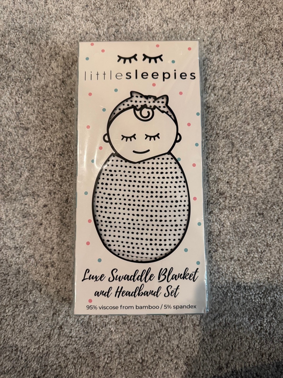 Little Sleepies OG Polka Dots Swaddle & Headband Set