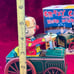 Crazy Clown Drive a Car Tin Toy Wind Mechanism Yoneya Yone Made in JAPAN