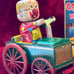 Crazy Clown Drive a Car Tin Toy Wind Mechanism Yoneya Yone Made in JAPAN