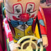Crazy Clown Drive a Car Tin Toy Wind Mechanism Yoneya Yone Made in JAPAN