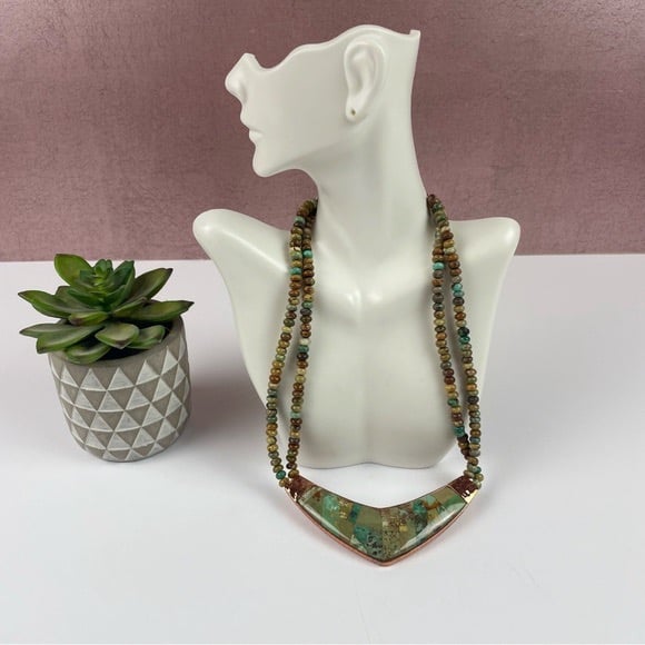 DTR Desert Rose Trading Jay King Copper Brown Green Beaded Strand Necklace Boho