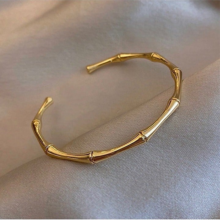 Gold Bamboo Bracelet Cuff Bangle