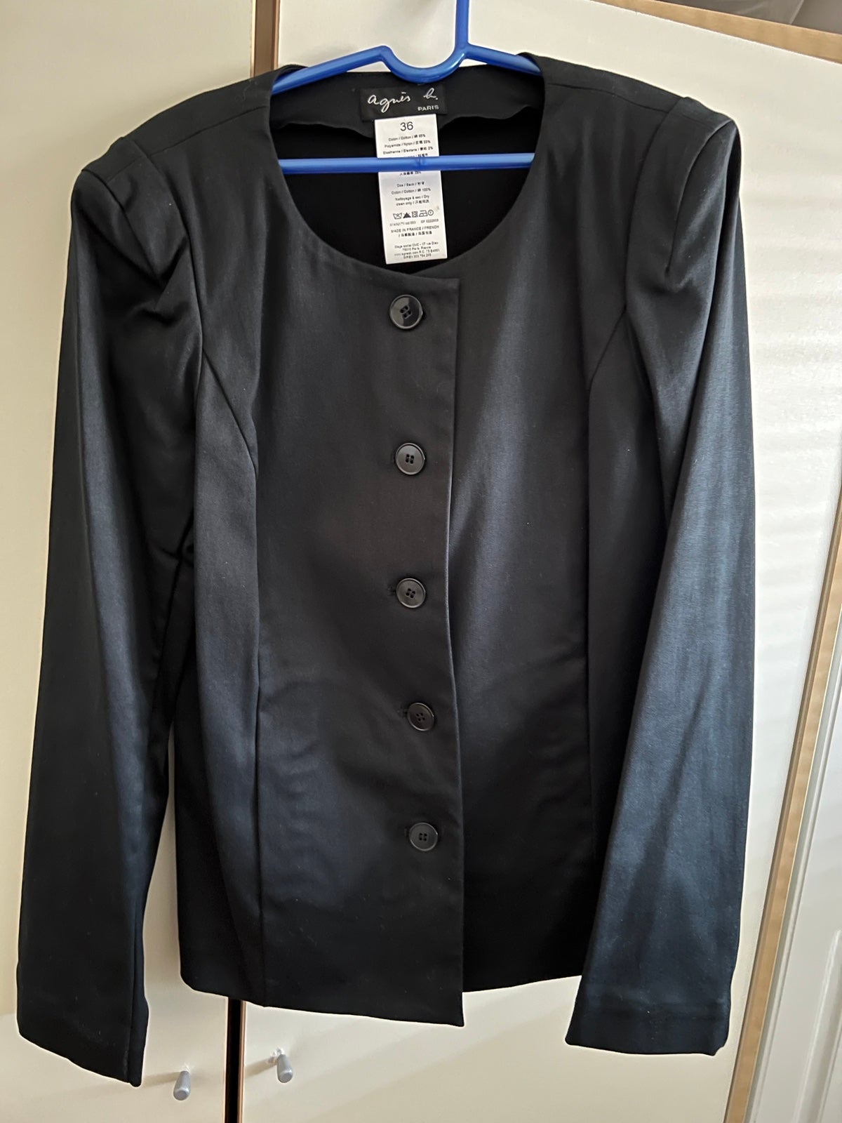Agnes B. Jacket Blazer Coat Paris Designer Black Cotton size 36