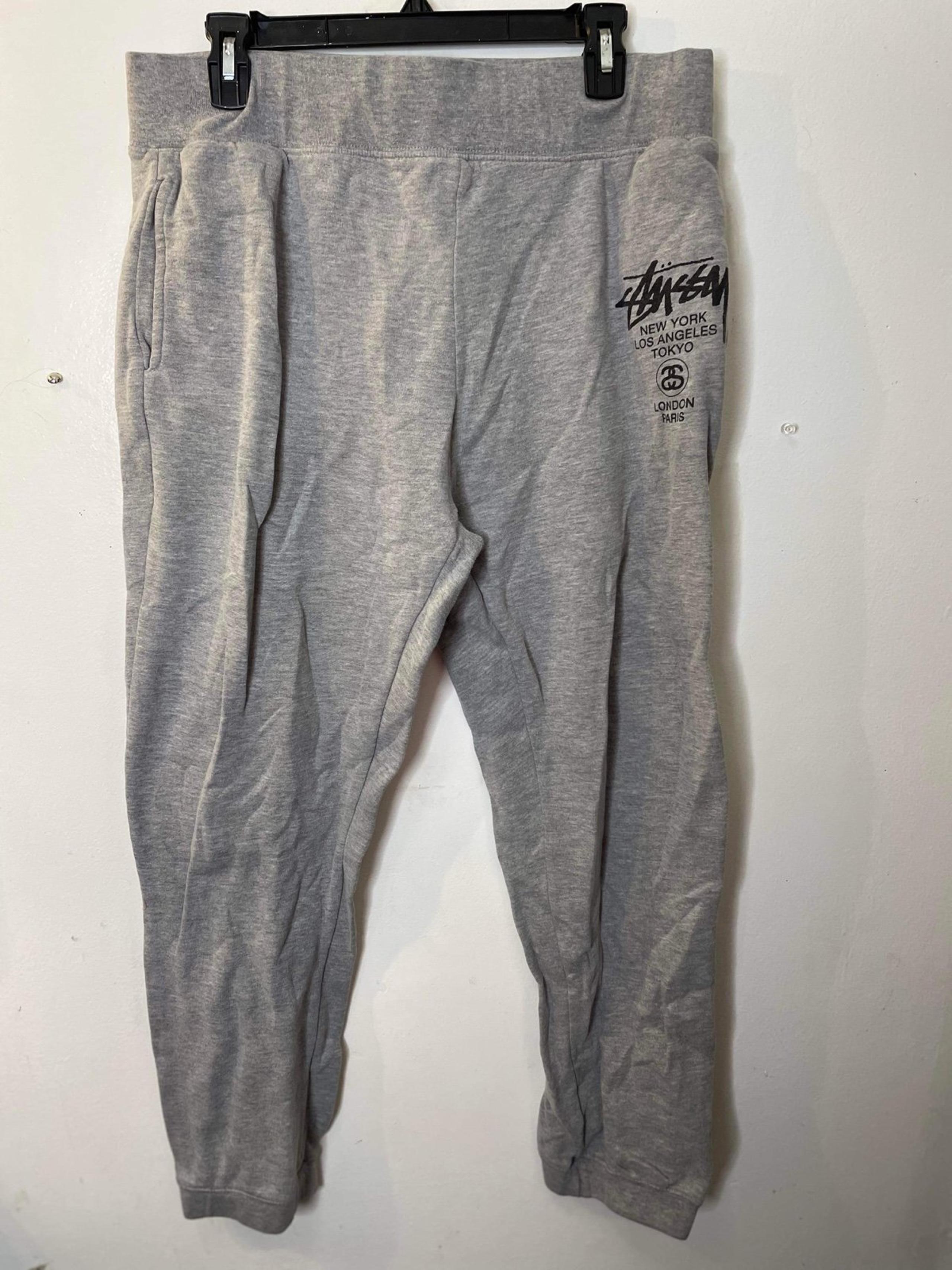 Stussy Sweatpants Mens Size extra large, Grey Script Logo Joggers
