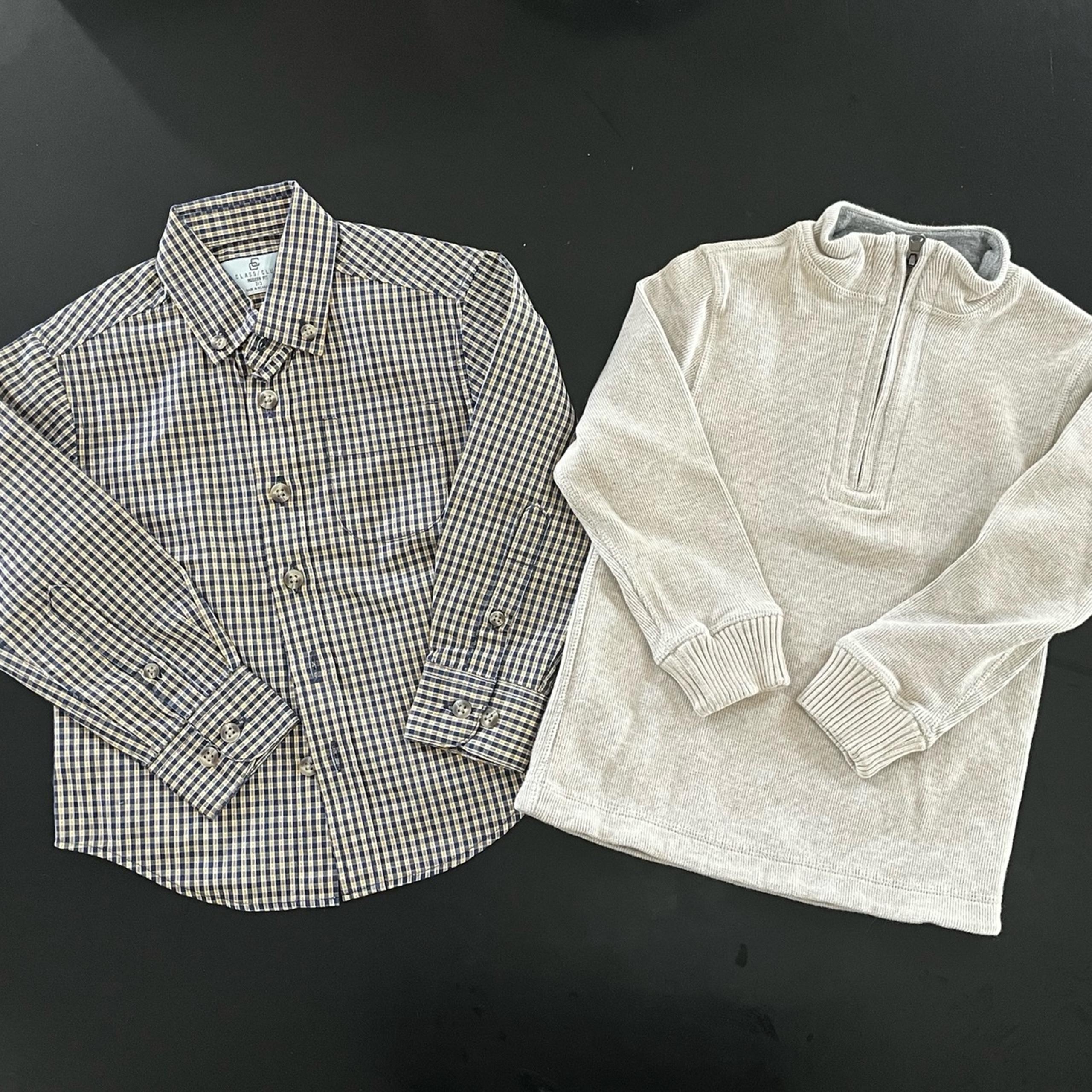 Toddler Class Club Boys Size 2/3 Beige Sweater & Plaid Button Down Shirt Set