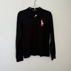 Ralph Lauren Long Sleeve Black Label Big Pony Half zip Pullover Shirt Size L