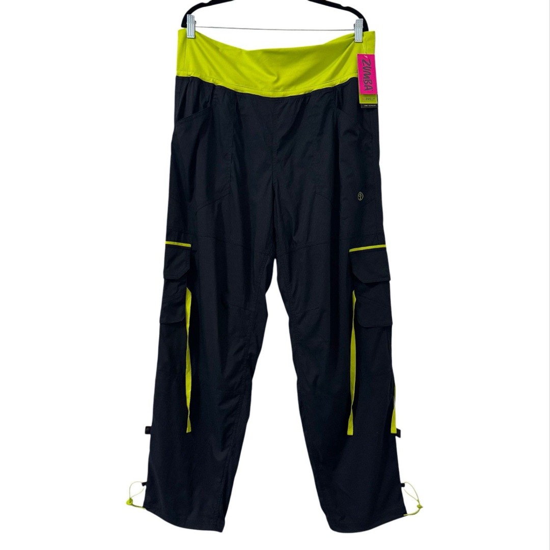 ZUMBA Womens Cargo Samba Hip Hop Pants To Capris Snaps EliteZwear XL Y2K Dance