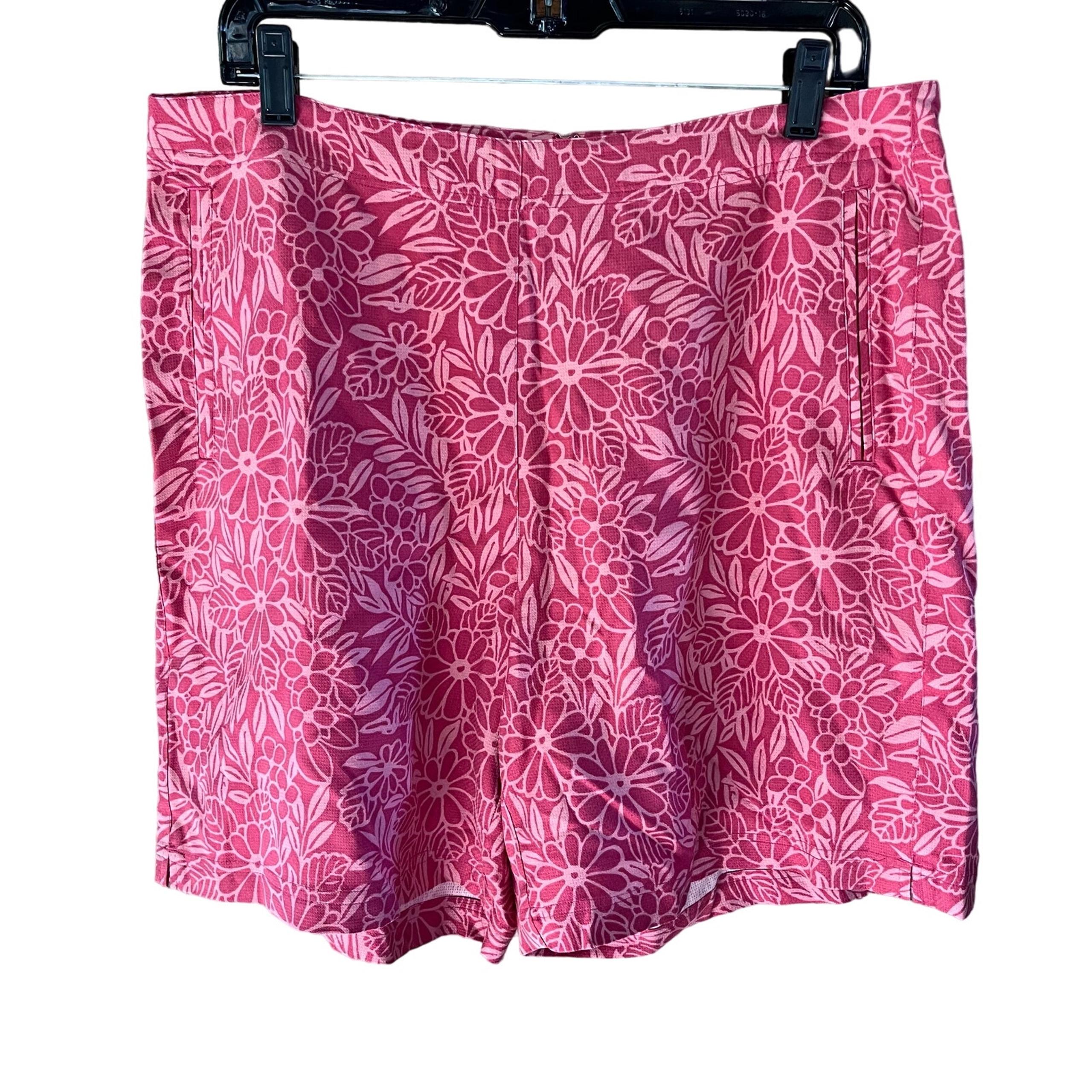 Tommy  Bahama Shorts Women's 14 Pink Floral Silk (B-202)
