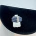 10k White Gold 1 ctw Blue Sapphire and .10 ctw Diamond Belt Style Ring - Size 6