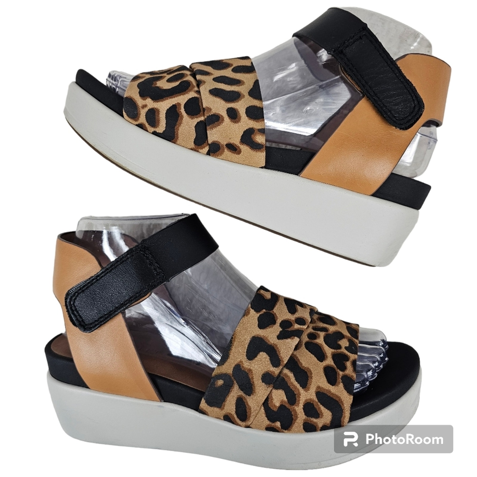 Naked Feet Koda Platform Sandals with Leopard Print Women's 6.5 M