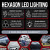 LED Hexagon Garage Light - 6000K 672W 14 Grid Hexagon Light Set W/ Rectangle