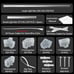 LED Hexagon Garage Light - 6000K 672W 14 Grid Hexagon Light Set W/ Rectangle