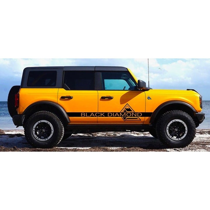 Ford Bronco 2021-2024 BLACK DIAMOND Vinyl Side Decals 4DR Off Road Graphics Lift