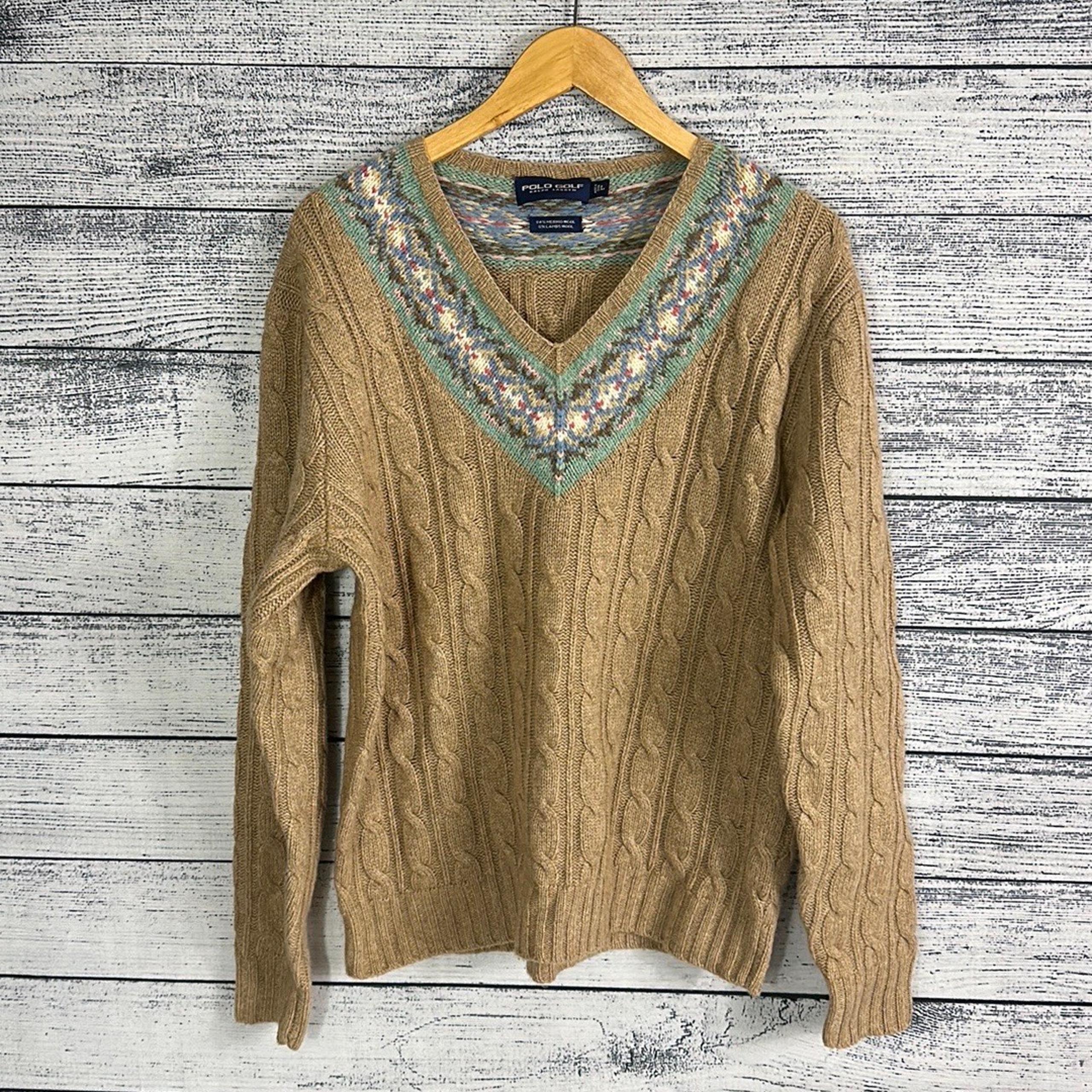 Vintage 90's Polo Golf Ralph Lauren merino wool Blend V-neck Knit Sweater