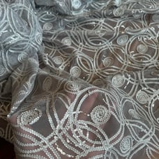 Table Cloth Topper Sparkle 132” Round Grey