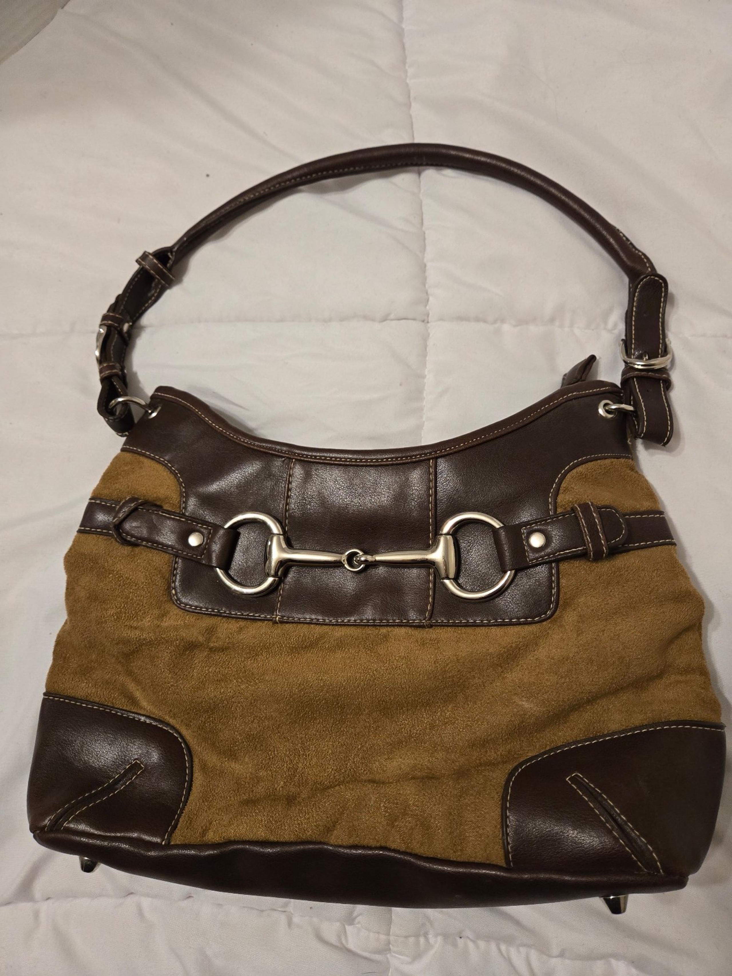 George Women’s Brown Faux Suade Handbag Purse Marron Boho Hippy Festival Comfy