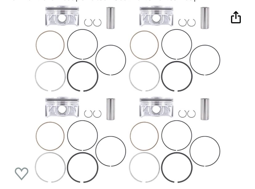 XtremeAmazing 4pcs Engine Piston & Piston Pin & Ring Kit for Elantra GT Coupe