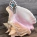 WEISS Vintage Milk Glass Brooch with baby blue rhinestones