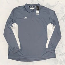 NWT Adidas Sideline Lead Gray and White Long Sleeve Polo Womens 2XL