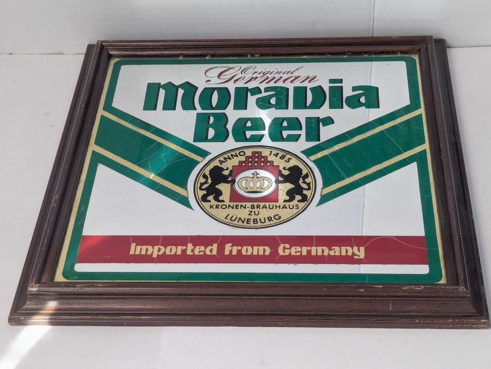 Vintage Moravia Beer Mirrored Advertising Wall Bar Decor Sign