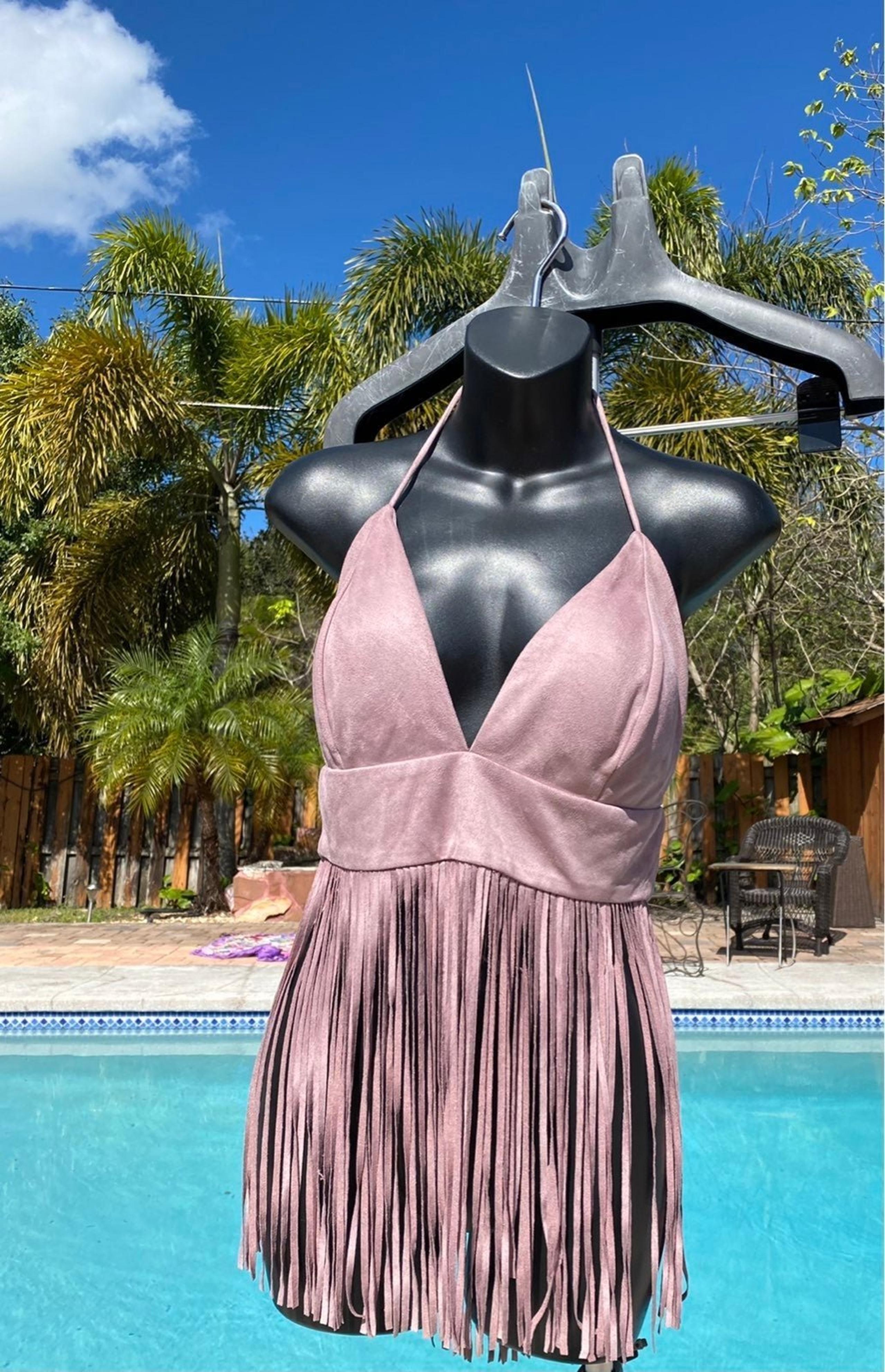 Charlotte Russe lavender tassel halter top