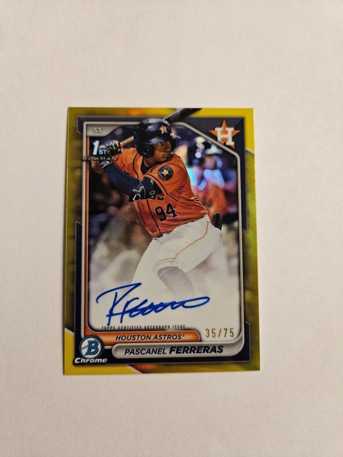 2024 Bowman Chrome Pascanel Ferreras Rookie Auto 1st Yellow /75