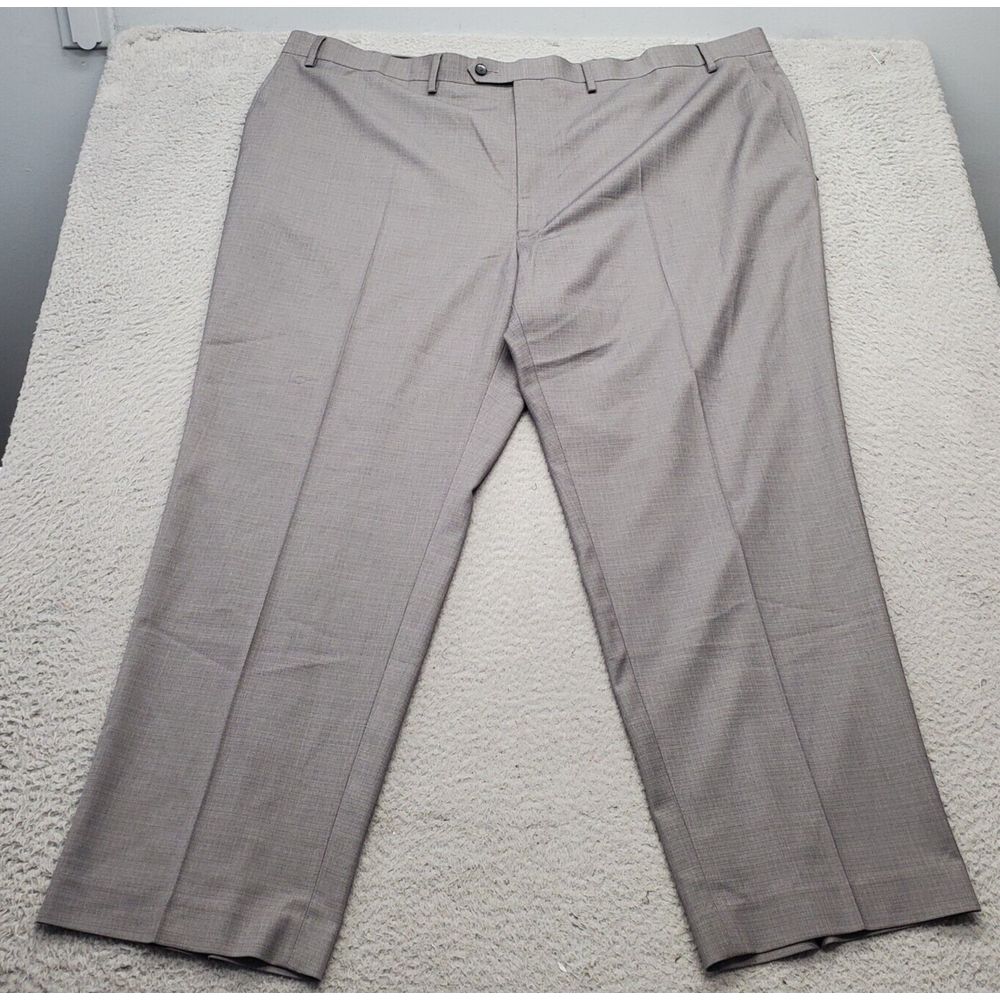 Shaquille O'Neal XLG Dress Pants Mens 50/30 Gray Flat Front Wide Leg Relaxed Fit