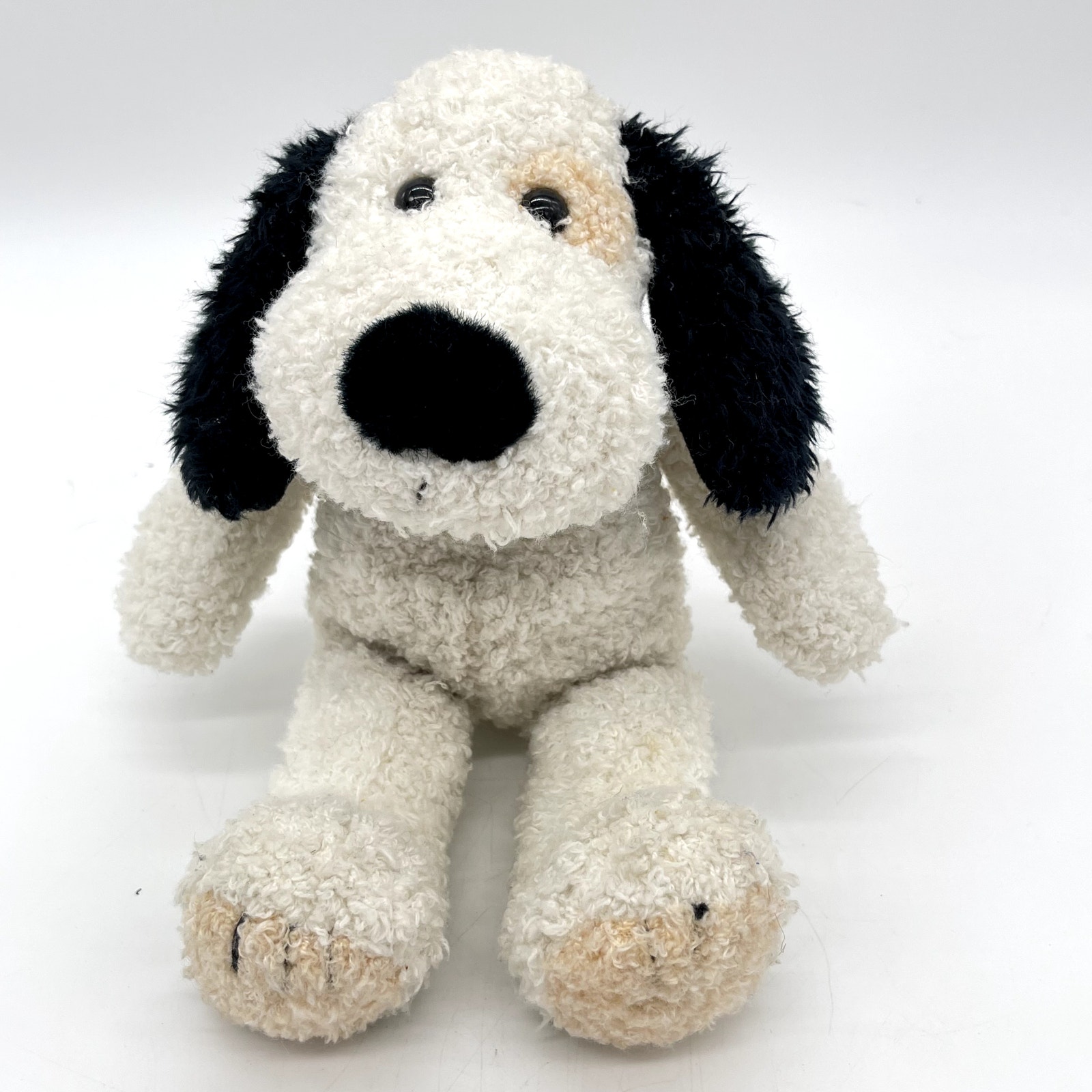 Vintage 1992 Mary Meyer Curly Black and White Puppy 13 Dog Scruffy Black Tan