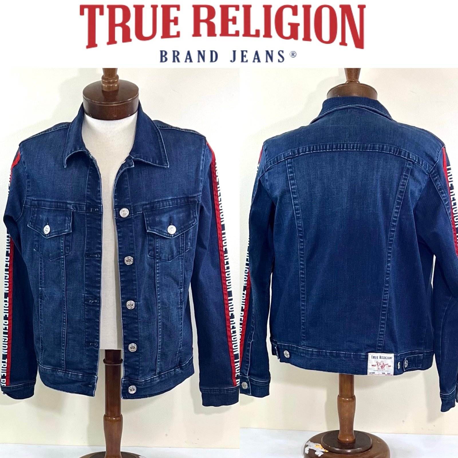 True Religion Men’s Tape Logo Trim Denim Jacket