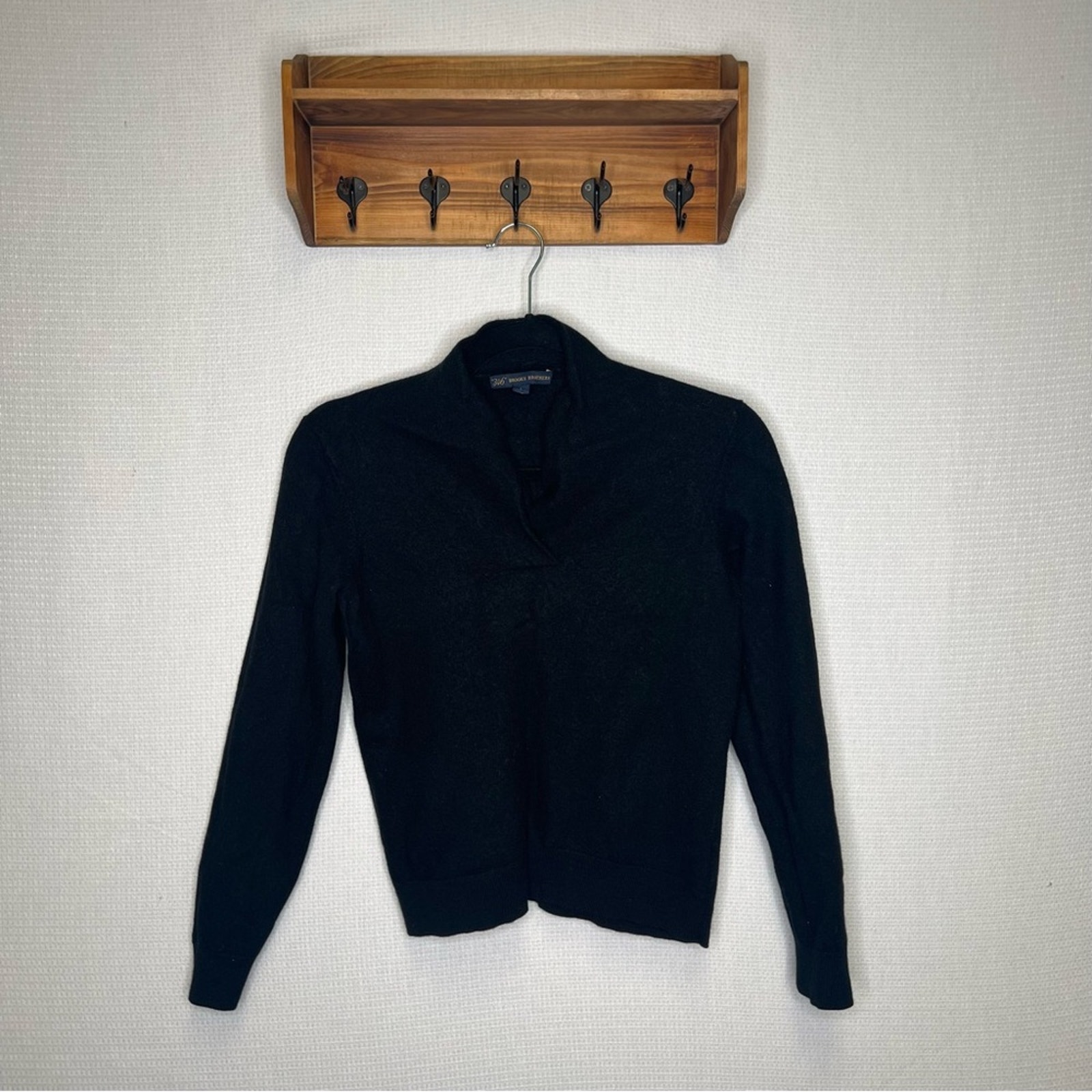 Brooks Brothers | V Neck Merino Wool Sweater Black Large