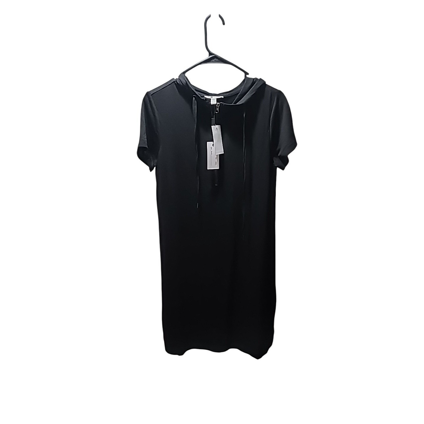 Cable & Gauge Short Sleeve Hooded Dress Women's M Black