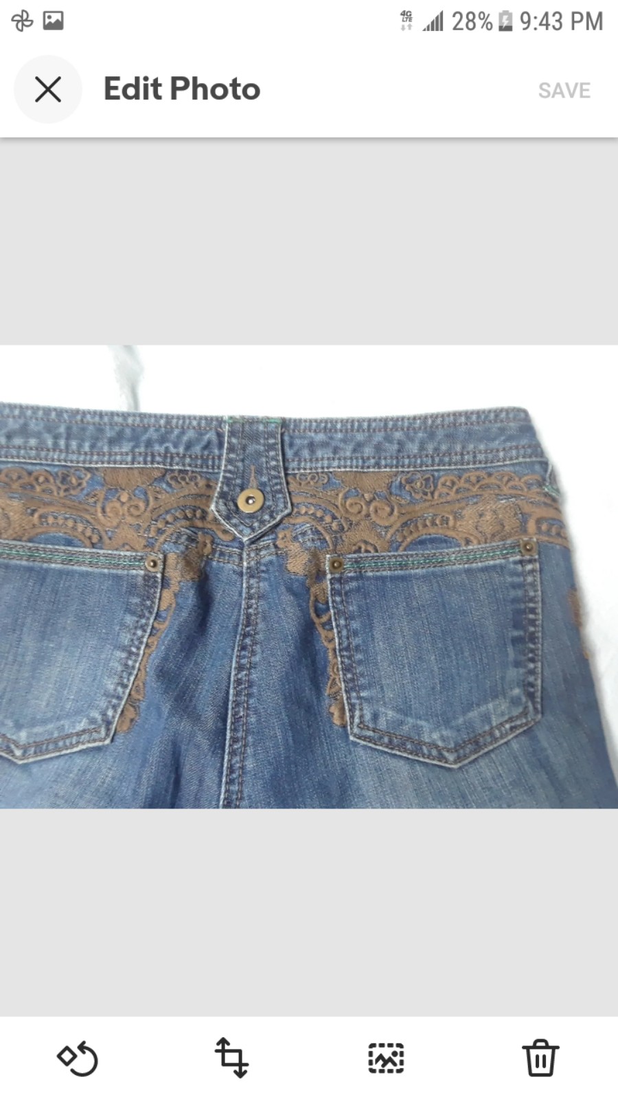 Michel Rene Womens Blue Jeans Embroidered 28 X 30. C10.