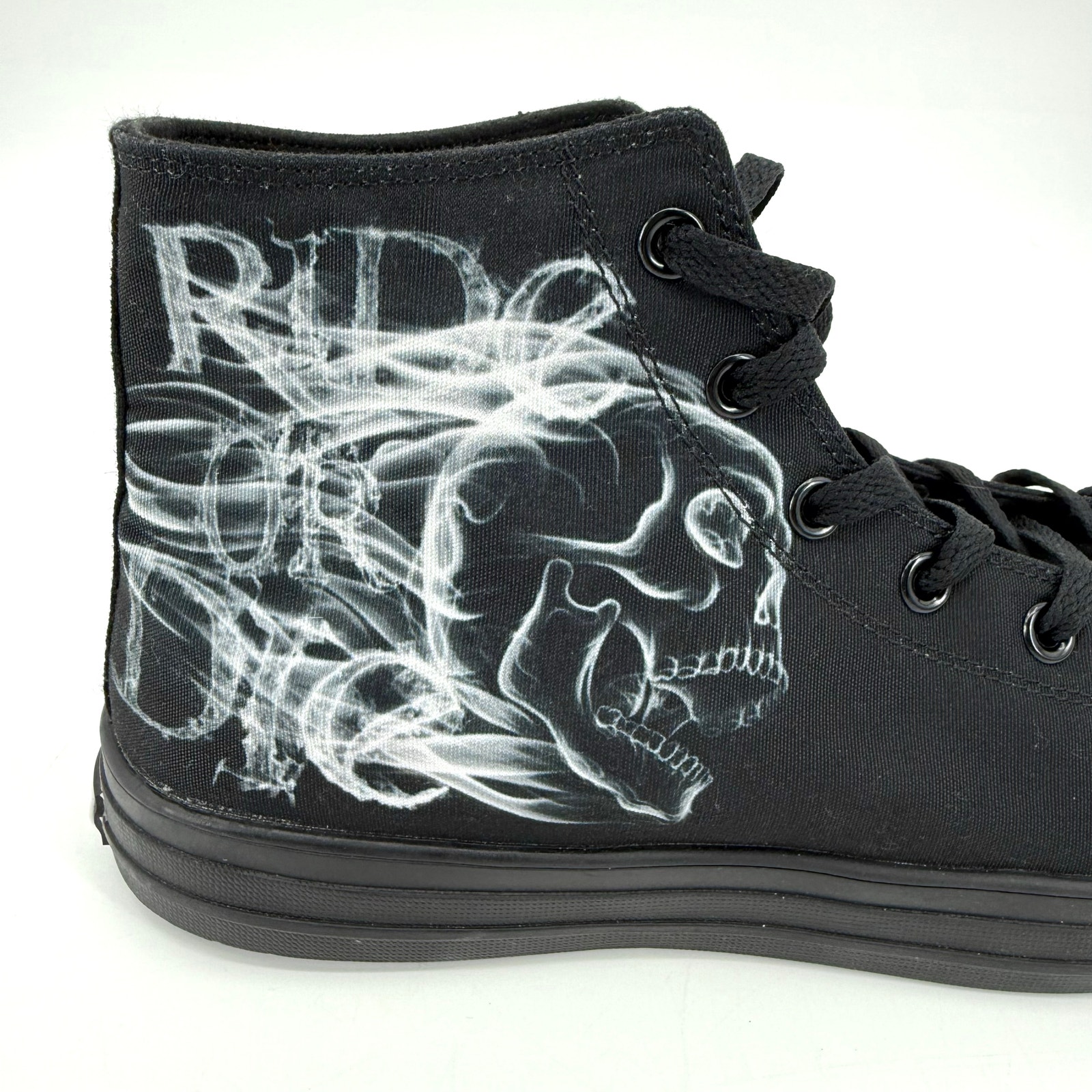 RAAD Shop Black High Top Canvas Sneaker Skull Ride or Die Graphic Men’s Size 14M
