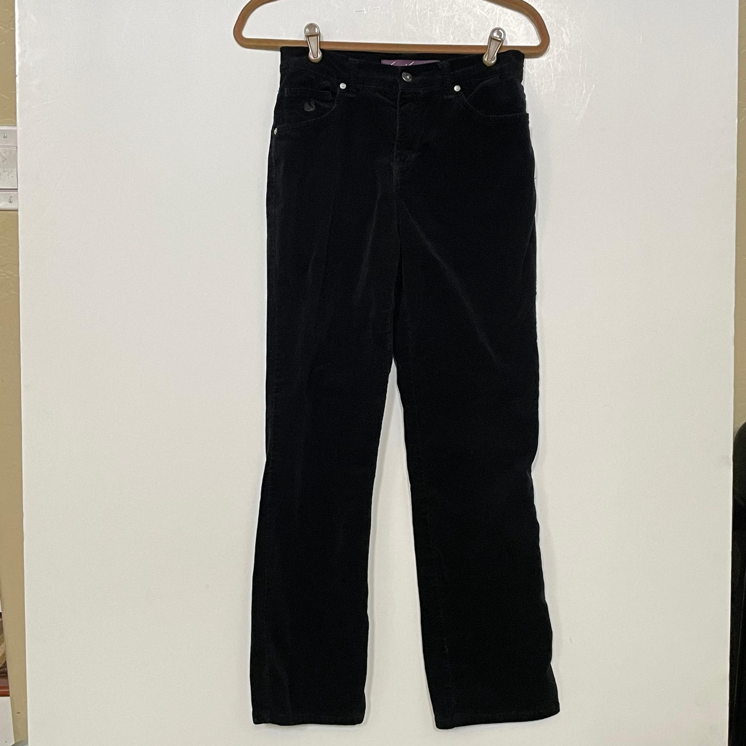 Gloria Vanderbilt Pants Women Black Size 4 Straight Leg Corduroy Cotton Blend
