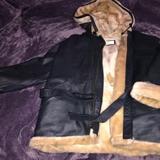 Alex + Alex Unisex 2XL Navy Blue Hooded Leather Coat