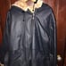 Alex + Alex Unisex 2XL Navy Blue Hooded Leather Coat