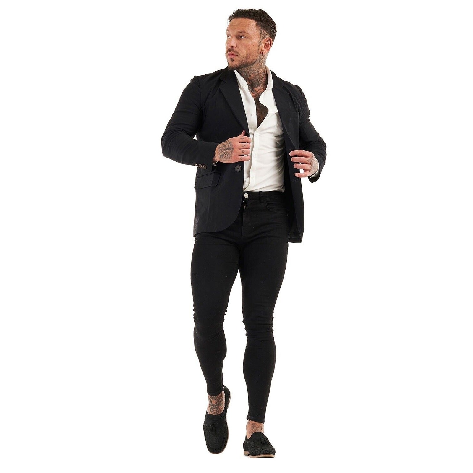 Gingtto Classic Men's Fashion Black Suit Jacket:Timeless Elegance Med (MSRP 90)