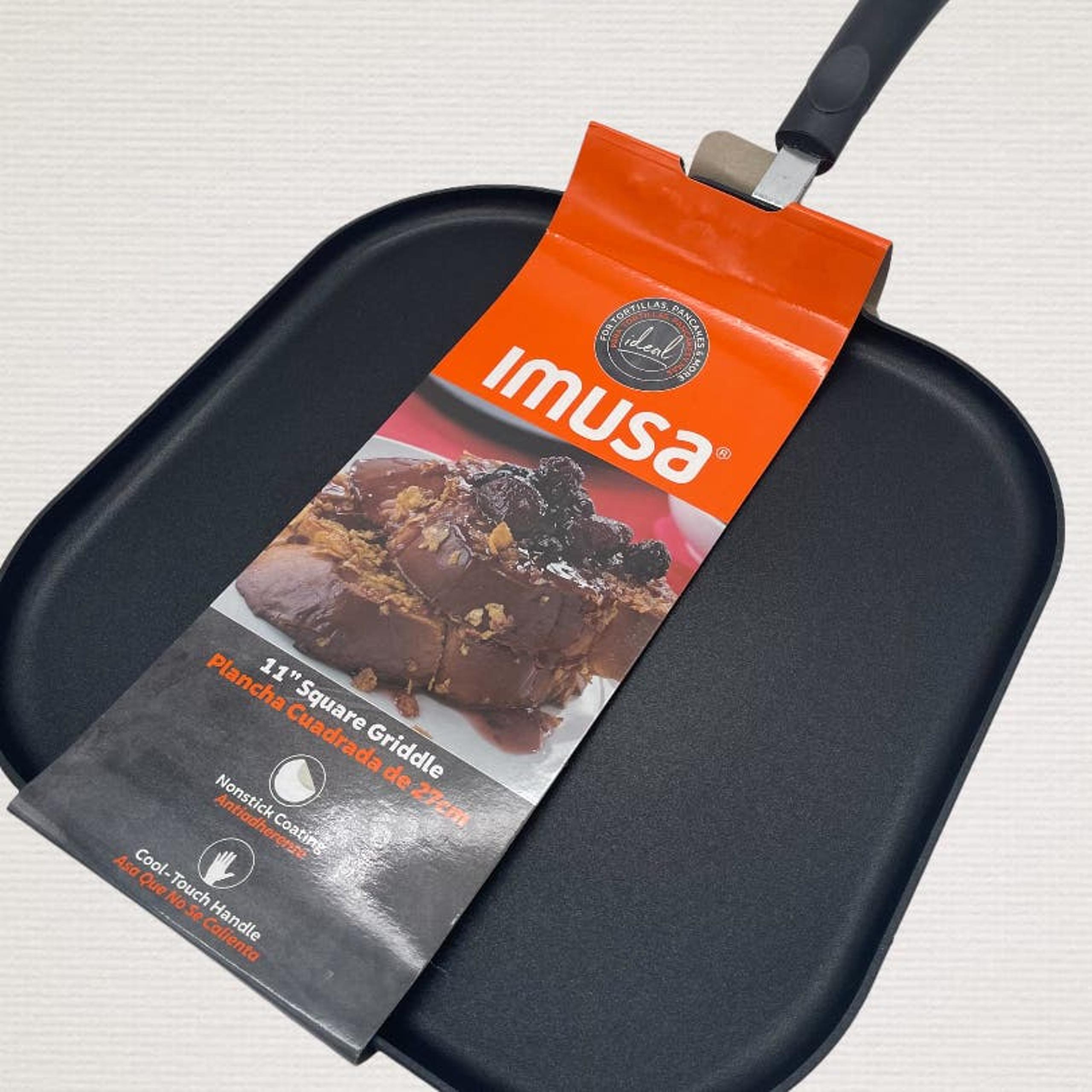 IMUSA USA 11" Nonstick Gourmet Square Griddle, Black Flat Pan